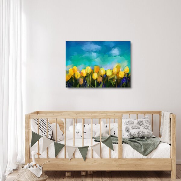 Skleněný obraz žlutých tulipánů (70x50 cm)