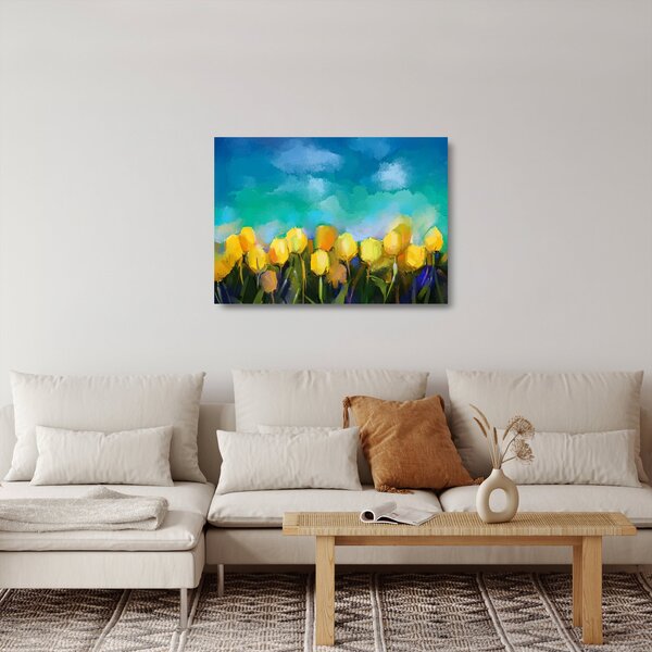 Skleněný obraz žlutých tulipánů (70x50 cm)