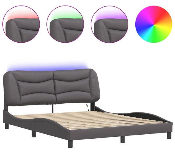Rám postele s LED bez matrace Hvar šedý 160 x 200 cm 3213944