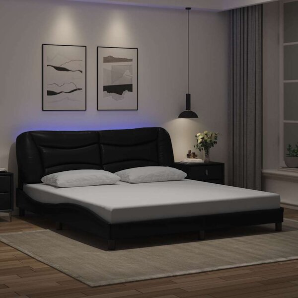 Rám postele s LED bez matrace Hvar černý 180 x 200 cm 3213948