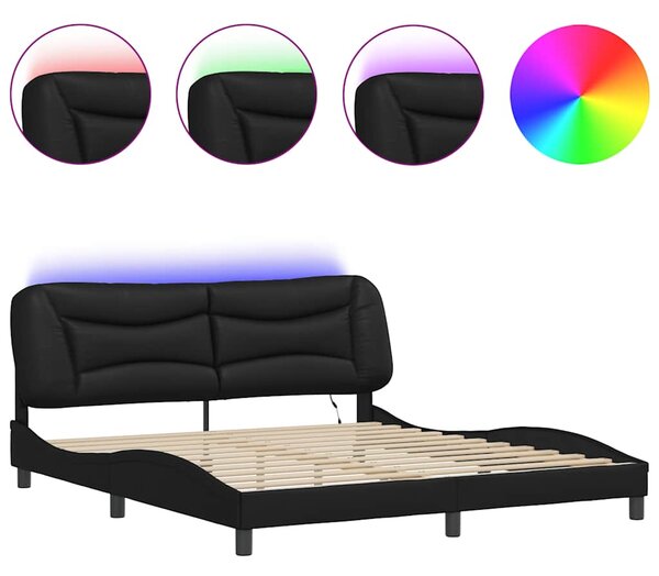 Rám postele s LED bez matrace Hvar černý 180 x 200 cm 3213948