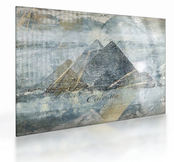 Skleněný obraz - Pyramidy v modrém filtru (70x50 cm)