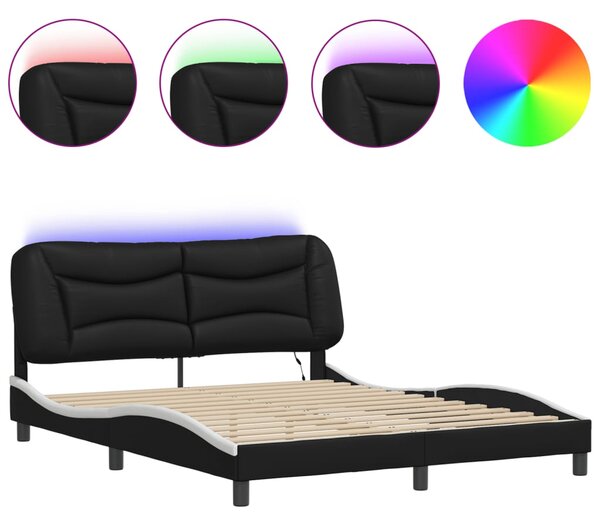 Rám postele s LED bez matrace Hvar černý a bílý 160x200 cm 3213946