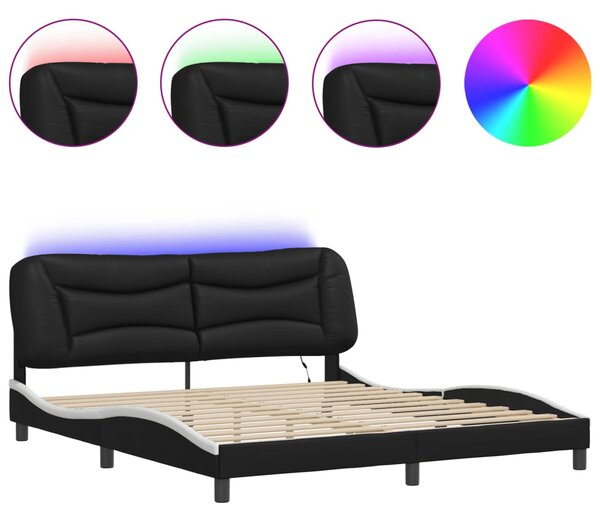Rám postele s LED bez matrace Hvar černý a bílý 180x200 cm 3213953
