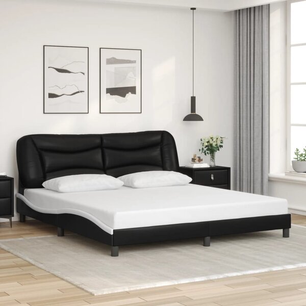 Rám postele s LED bez matrace Hvar černý a bílý 180x200 cm 3213953