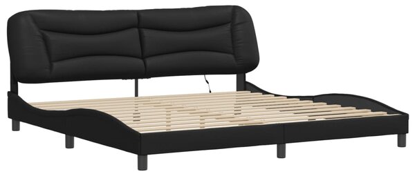 Rám postele s LED bez matrace Hvar černý 200 x 200 cm 3213955
