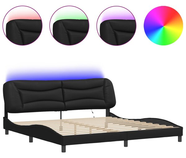 Rám postele s LED bez matrace Hvar černý 200 x 200 cm 3213955