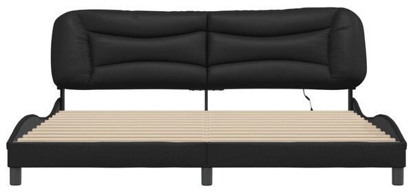 Rám postele s LED bez matrace Hvar černý 200 x 200 cm 3213955