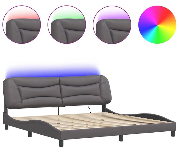 Rám postele s LED bez matrace Hvar šedý 200 x 200 cm 3213958