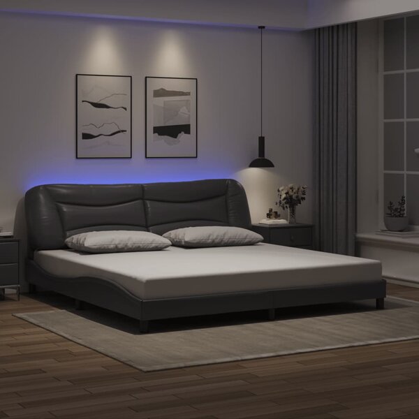 Rám postele s LED bez matrace Hvar šedý 200 x 200 cm 3213958