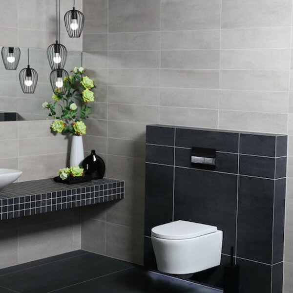 Závěsný WC set Geberit s bezokrajovým WC Swiss Aqua Technologies, sedátkem SoftClose a tlačítkem