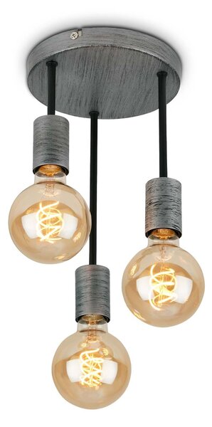 BRI 3680-034 Retro stropní svítidlo, pr. 19 cm, 3x E27, max. 60 W, antická stříbrná - BRILONER