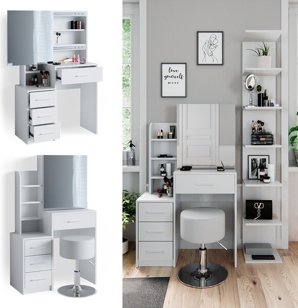 Toaletní stolek Vicco Conrada Bílá 80 cm s taburetem, Model 36240