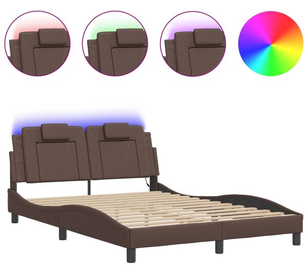 Rám postele Viana s LED bez matrace hnědý 140 x 190 cm 3214017