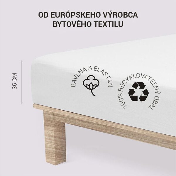 Napínací prostěradlo jersey s elastanem bílé sada 2 ks 90 x 200 cm
