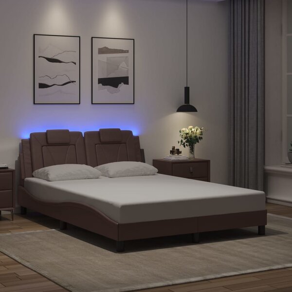 Rám postele Viana s LED bez matrace hnědý 140 x 190 cm 3214017