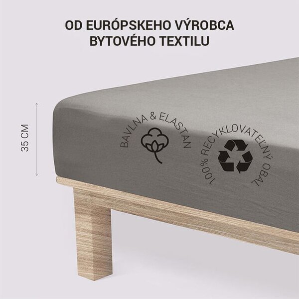 Napínací prostěradlo jersey s elastanem antracitové 90 x 200 cm