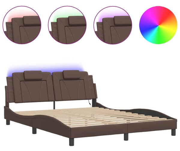 Rám postele Viana s LED bez matrace hnědý 160 x 200 cm 3214031