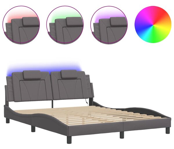 Rám postele Viana s LED bez matrace šedý 160 x 200 cm 3214032