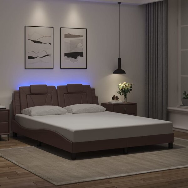 Rám postele Viana s LED bez matrace hnědý 160 x 200 cm 3214031