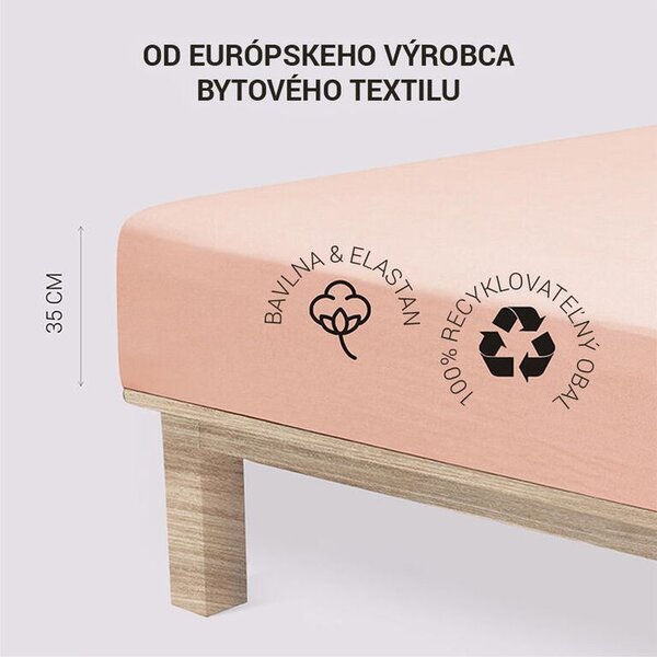 Napínací prostěradlo jersey s elastanem pudrové 90 x 200 cm