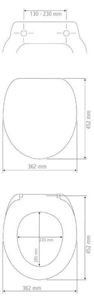 Šedé WC sedátko Wenko Sedilo Grey, 45,2 x 36,2 cm