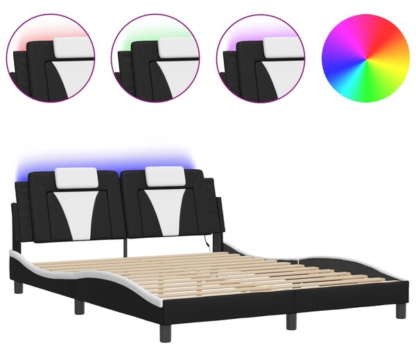 Rám postele Viana s LED bez matrace černý a bílý 160x200 cm 3214034