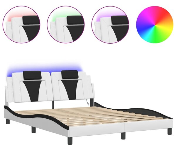 Rám postele Viana s LED bez matrace bílý a černý 160x200 cm 3214035