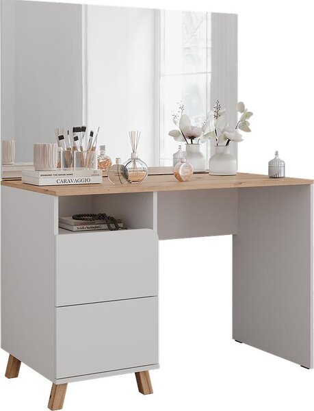 Toaletní stolek Vicco Karen Bílá/Artisan 110 cm se zrcadlem, Model 56528