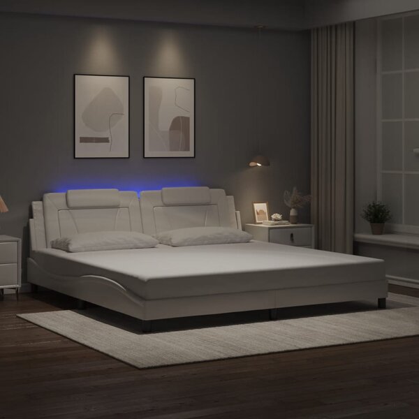 Rám postele Viana s LED bez matrace bílý 200 x 200 cm 3214044