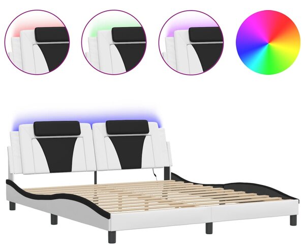 Rám postele Viana s LED bez matrace bílý a černý 180x200 cm 3214042