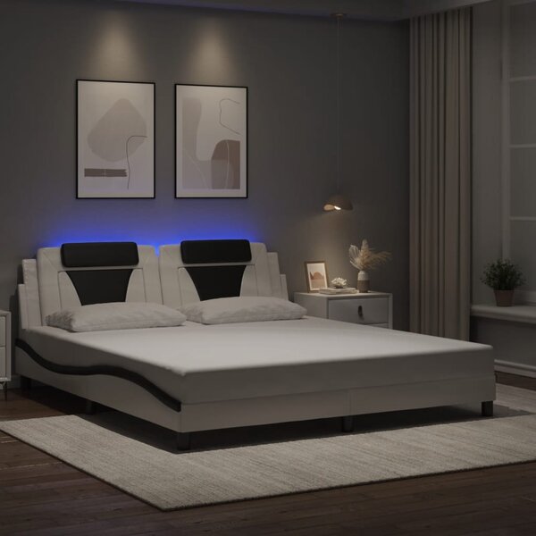 Rám postele Viana s LED bez matrace bílý a černý 180x200 cm 3214042