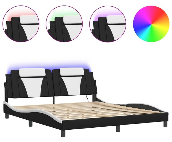 Rám postele Viana s LED bez matrace černý a bílý 180x200 cm 3214041