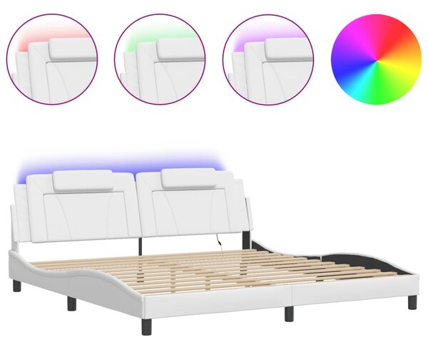 Rám postele Viana s LED bez matrace bílý 200 x 200 cm 3214044