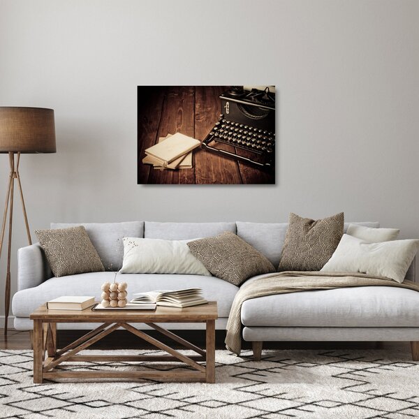 Skleněný obraz psacího stroje (70x50 cm)