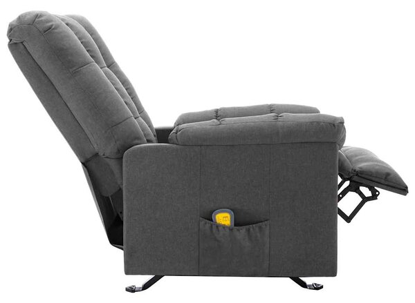 Masážní polohovací křeslo světle šedé textil 321410