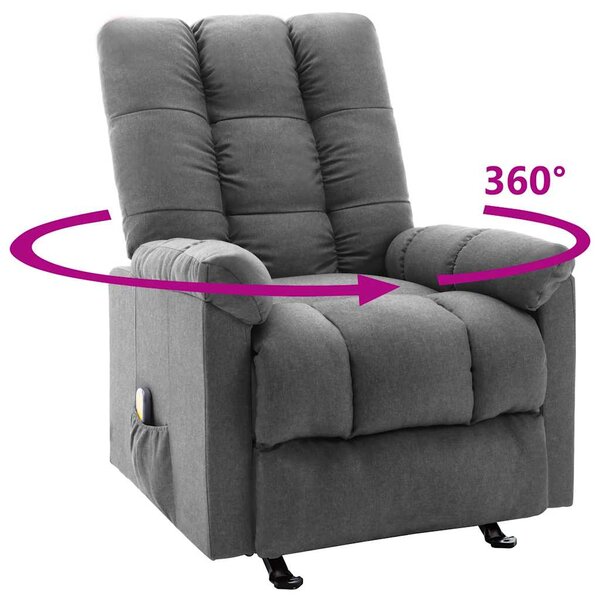 Masážní polohovací křeslo světle šedé textil 321410
