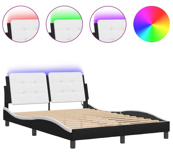 Rám postele s LED bez matrace Zadar černý a bílý 140x200 cm 3214115