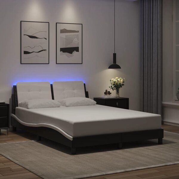 Rám postele s LED bez matrace Zadar černý a bílý 140x200 cm 3214115