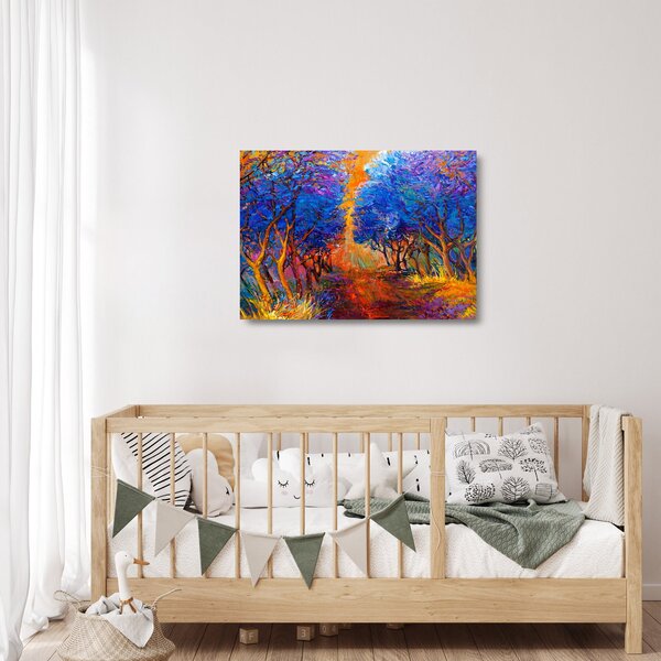 Skleněný obraz - Podzimní koruny stromů, moderní impresionismus (70x50 cm)