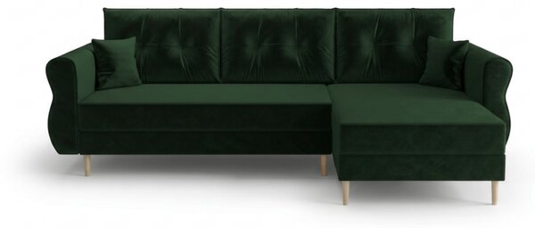 Rozkládací oboustranná sedací souprava do L SILVIANO 230x140 cm, tmavě zelená