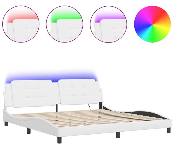 Rám postele s LED bez matrace Zadar bílý 200 x 200 cm 3214132