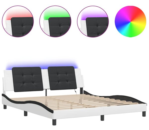 Rám postele s LED bez matrace Zadar bílý a černý 180x200 cm 3214130