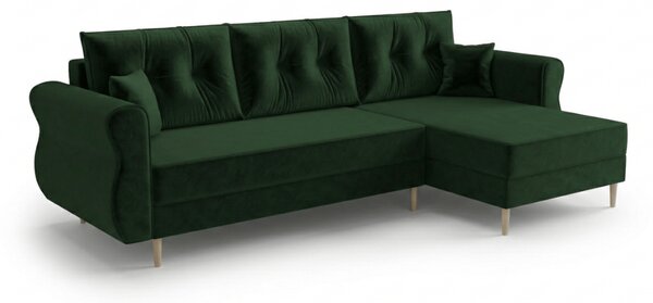 Rozkládací oboustranná sedací souprava do L SILVIANO 230x140 cm, tmavě zelená