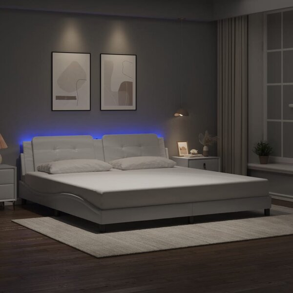 Rám postele s LED bez matrace Zadar bílý 200 x 200 cm 3214132