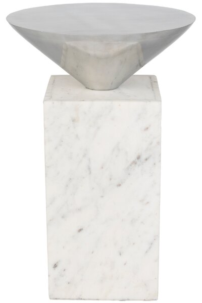 Bílý mramorový odkládací stolek ZUIVER PRIDE 30 cm