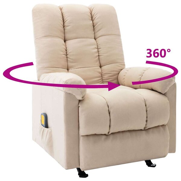 Masážní polohovací křeslo krémové textil 321419