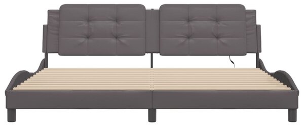 Rám postele s LED bez matrace Zadar šedý 200 x 200 cm 3214134