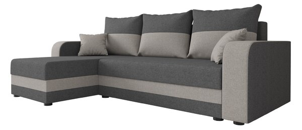 Rozkládací oboustranná sedací souprava do L VALERIO 238x140 cm, tmavě šedá/světle šedá + 2 polštářky ZDARMA