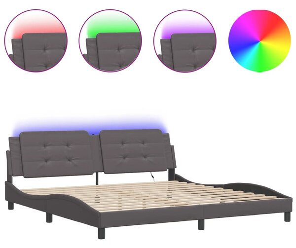 Rám postele s LED bez matrace Zadar šedý 200 x 200 cm 3214134